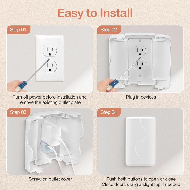 Havenso Child Proof Outlet Box Cover, Double Lock System, White, Large Interior Space 4 Pack - Image 5